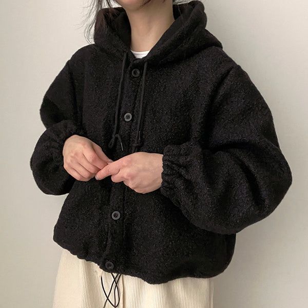 Dali Wool String Avant Snap Hooded Jumper