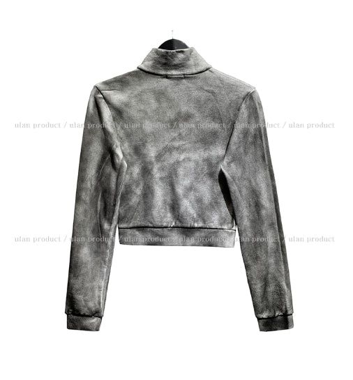 Kent dirty high neck cropped zip-up