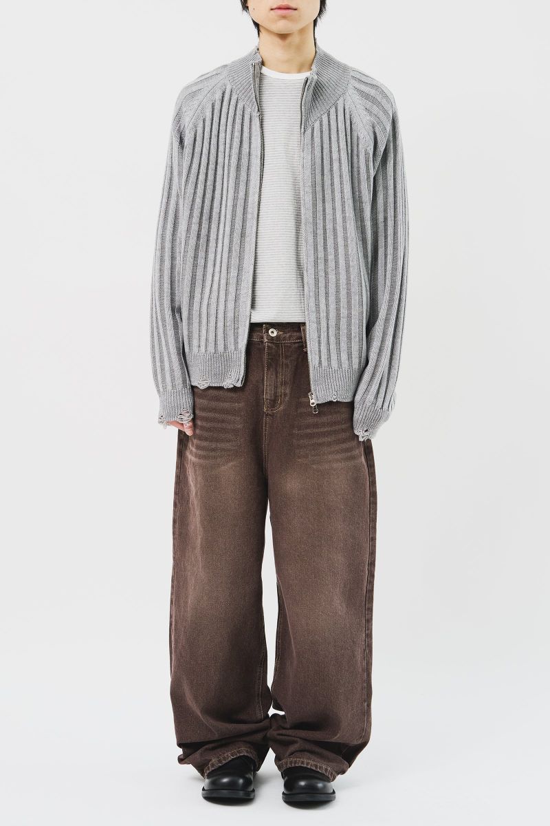 Sep Contrast Knitted Zip Up (3color)