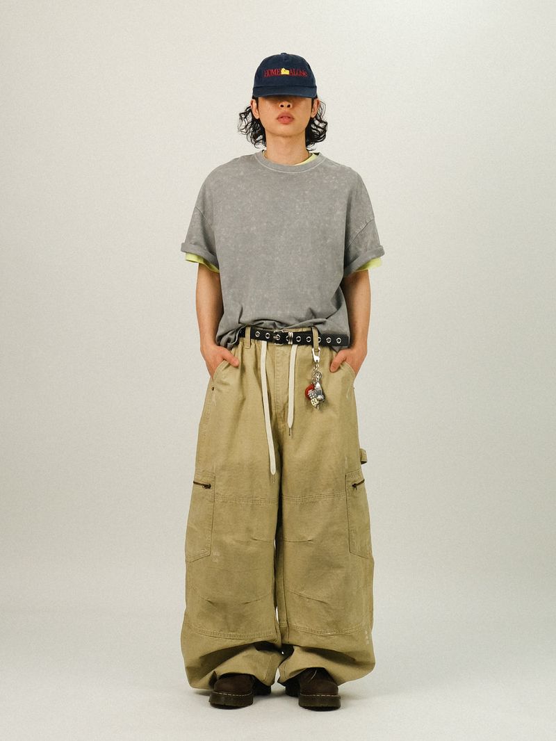 AP WORK DAMAGE COTTON WIDE PANTS