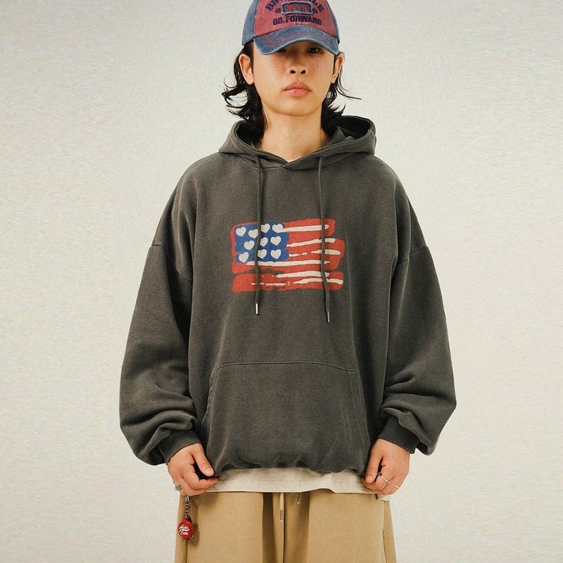 SEMIKAJI(セミカジ)の「AN Vintage Heart Printing Overfit Hoody(Tops)」