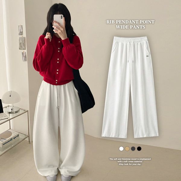 Bella Pendant Point String Ribbed Wide Pants