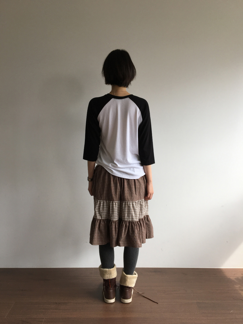 Fold check skirt (3color)