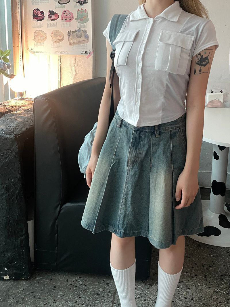 Colouring pocket collar t-shirt