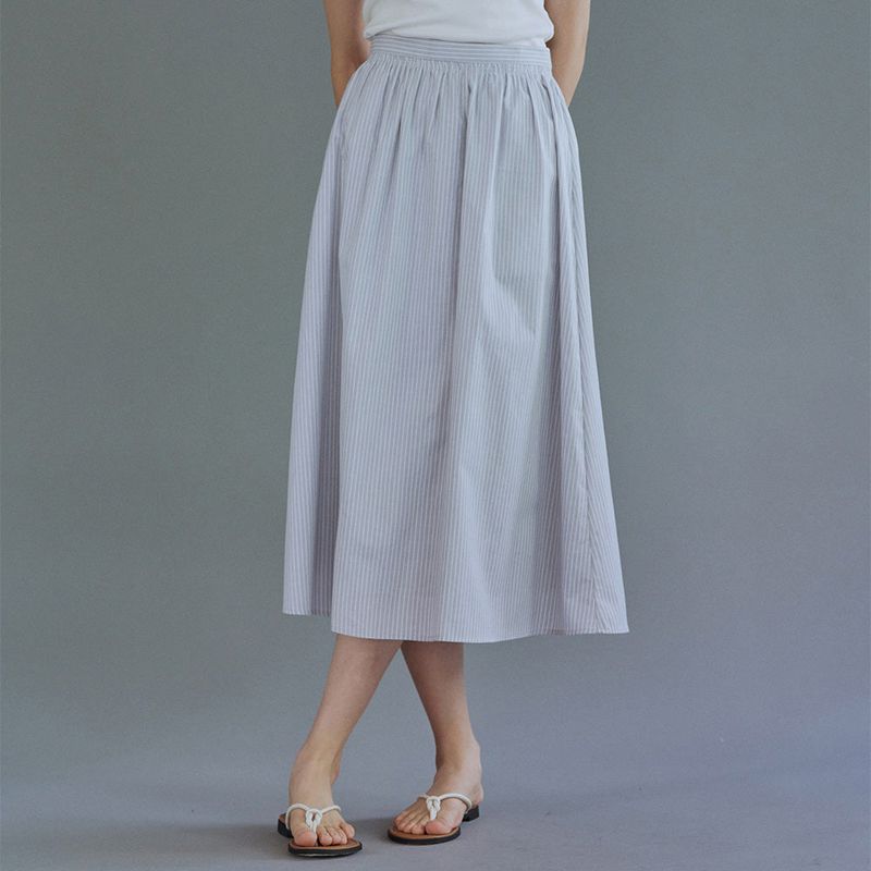 Stripe shirring skirt