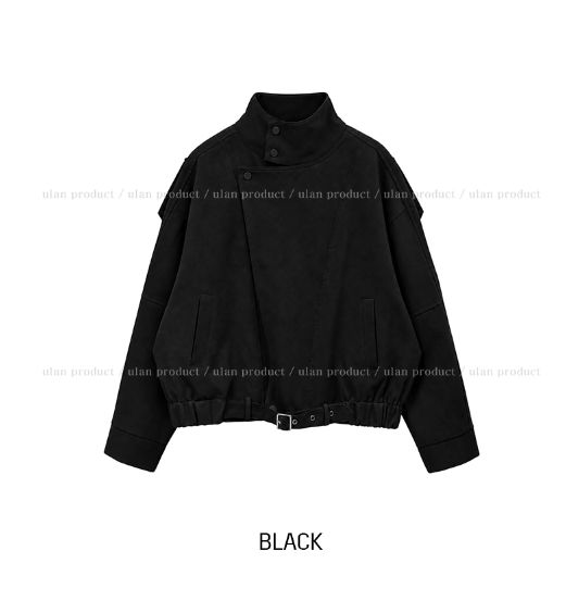 Senan Unbalance High-Neck Belted Jacket
