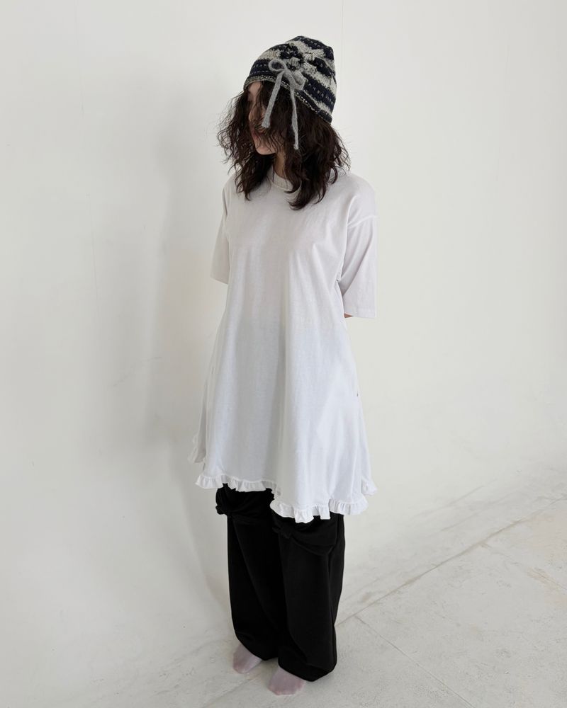 Ruffle Boxy Pocket Tee