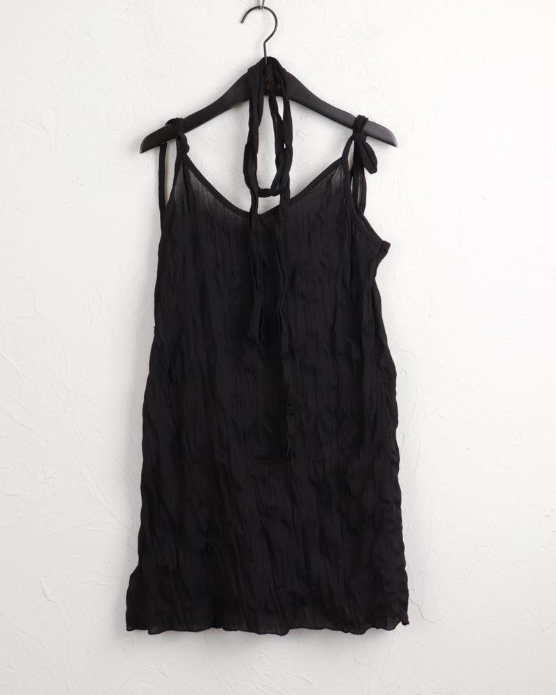 [Muffler set] Lucing Wrinkle Ribbon Strap Sleeveless Dress