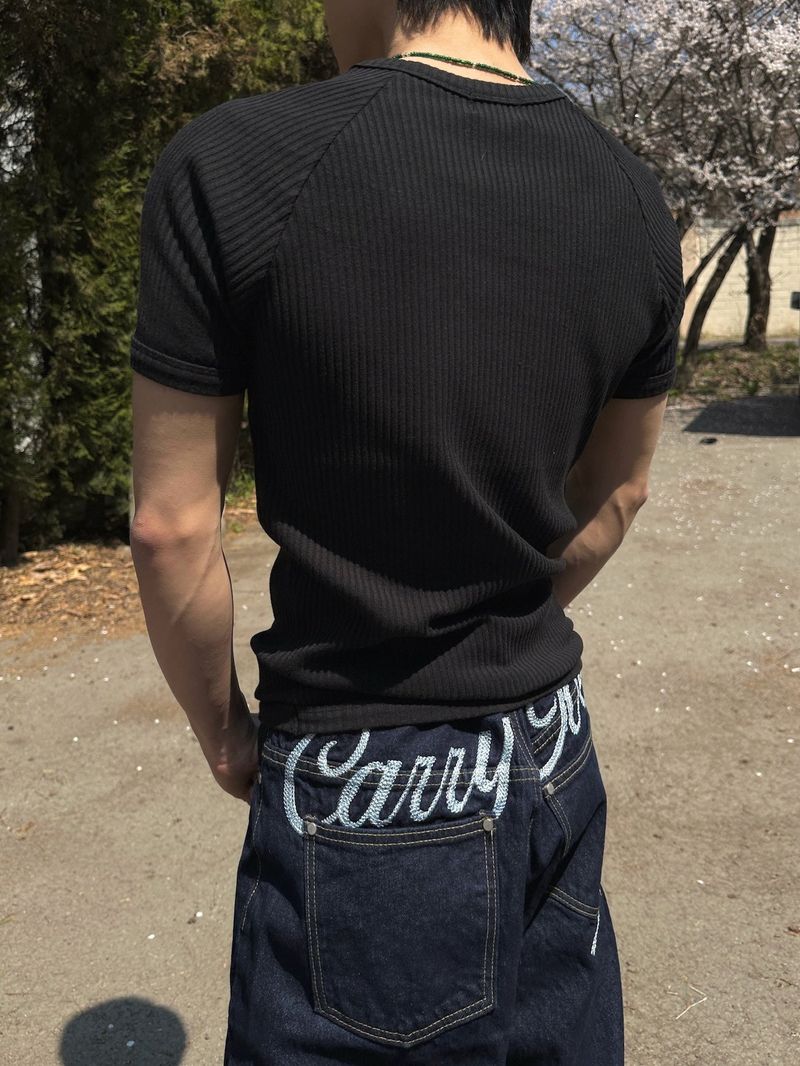 Esther Lettering Denim Pants 3C