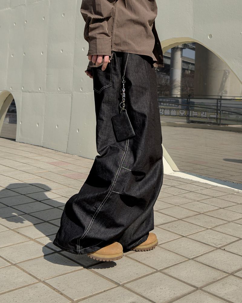 Hanel Check Flap Balloon Denim Pants
