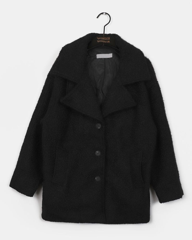 Avn Wool Hair Boucle Half Coat