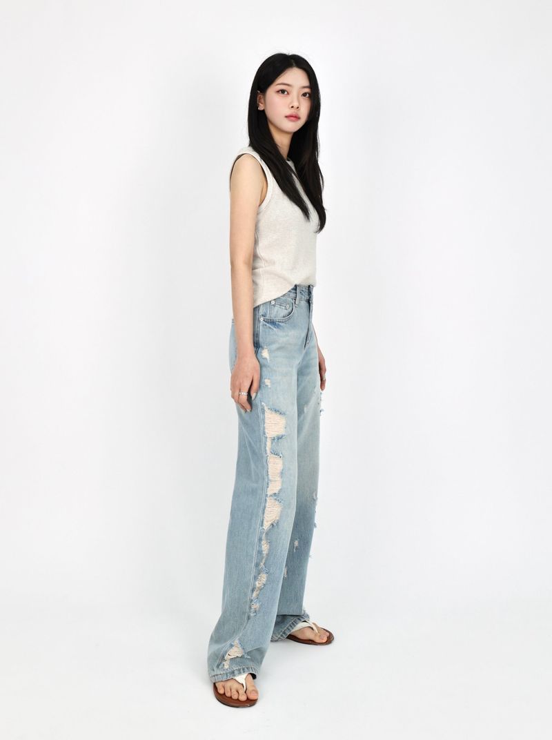 TEEN DESTROYED SLIM WIDE DENIM code 26231