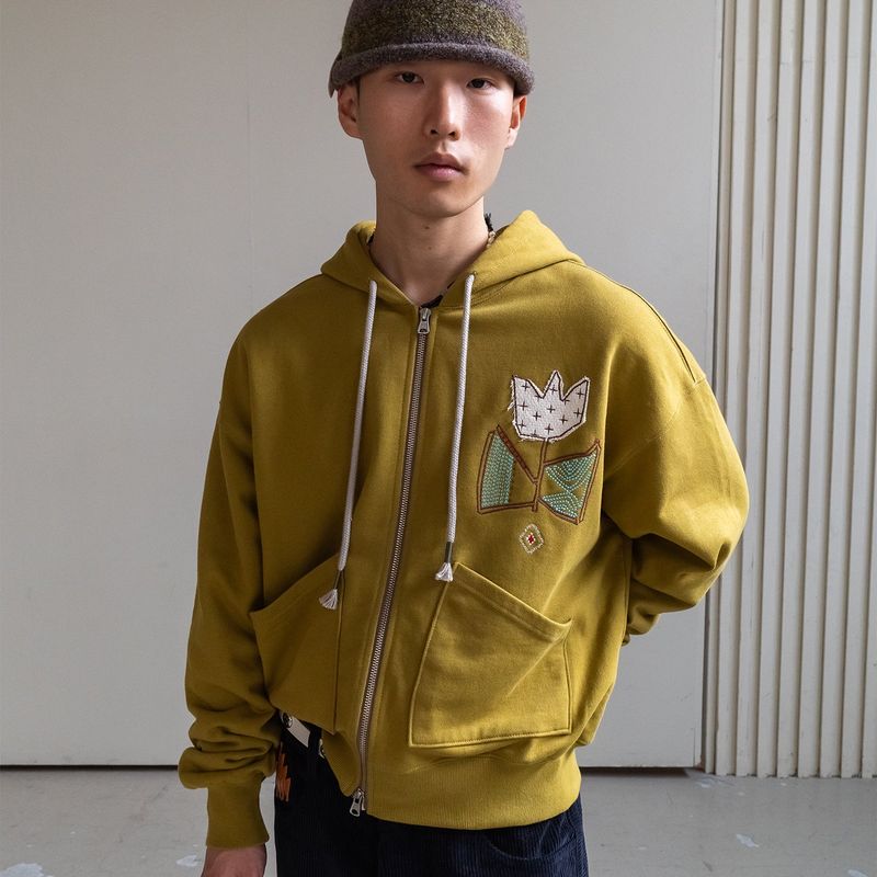 Gardener hoodied zip-up / Olive