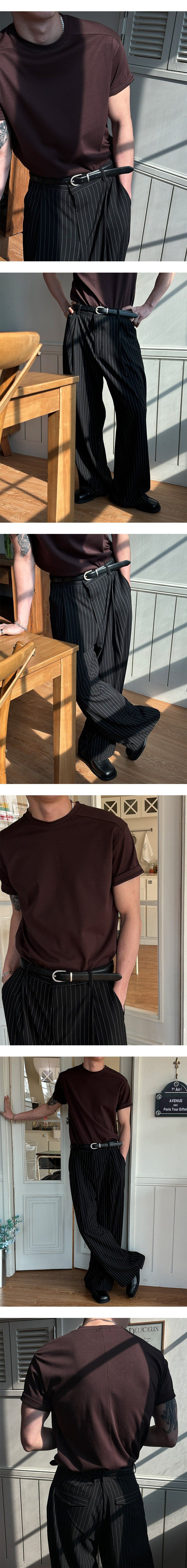  [S/S] Low stripe wide slacks(3color)