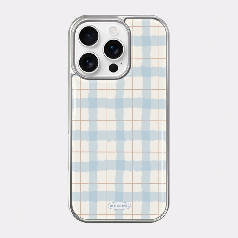 Cream check silver bumper case [1colors]