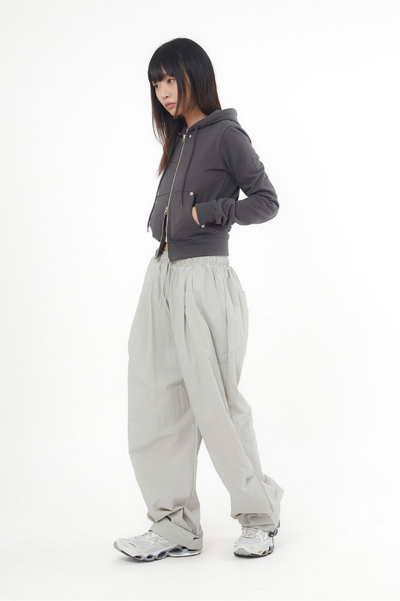 Eyelet 2-way short hood zip-up