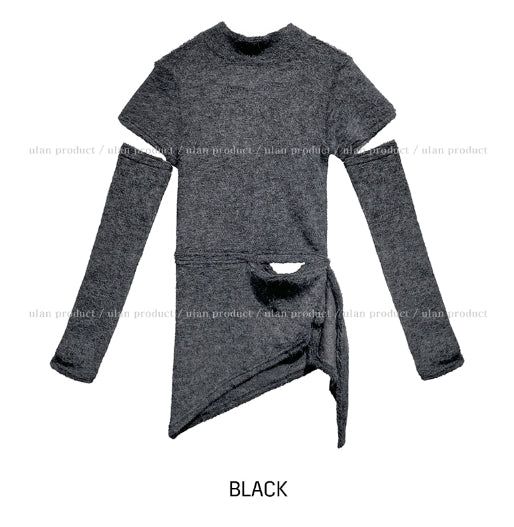 Pony Incision Wrap Knit Turtleneck