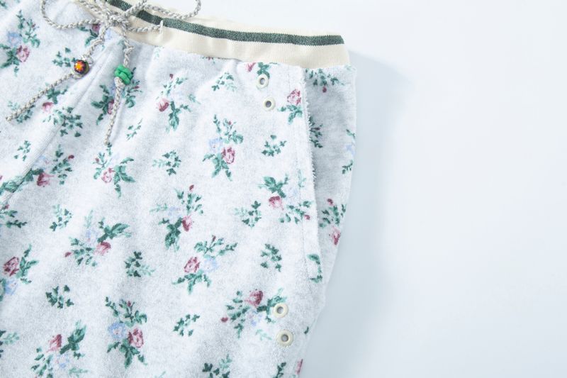 floral terry pants grey
