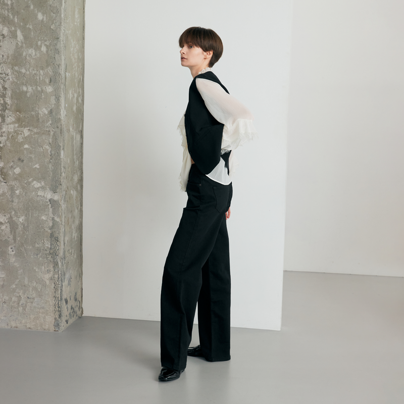 Relaxed Black Wide Jean - YW393