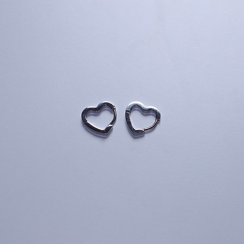 Surgical steel heart ring one-touch earrings