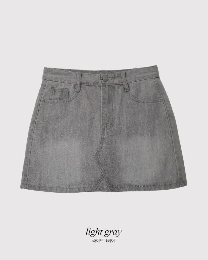 Light Washing Denim Mini Skirt (2color)