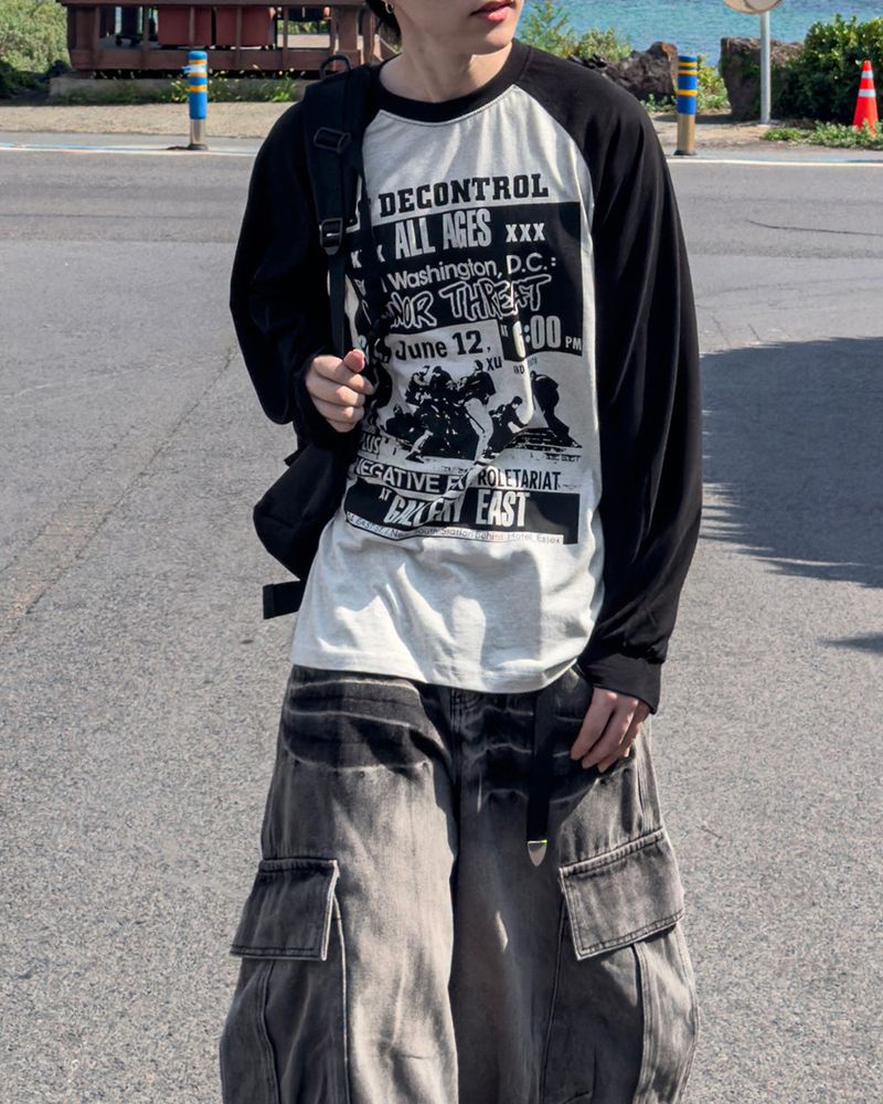 Poster Color Block Raglan Long Sleeve
