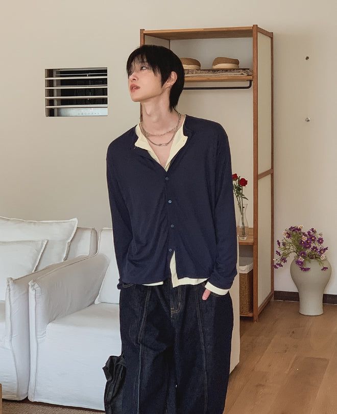 1+1 Daily Ribbed Round Cardigan