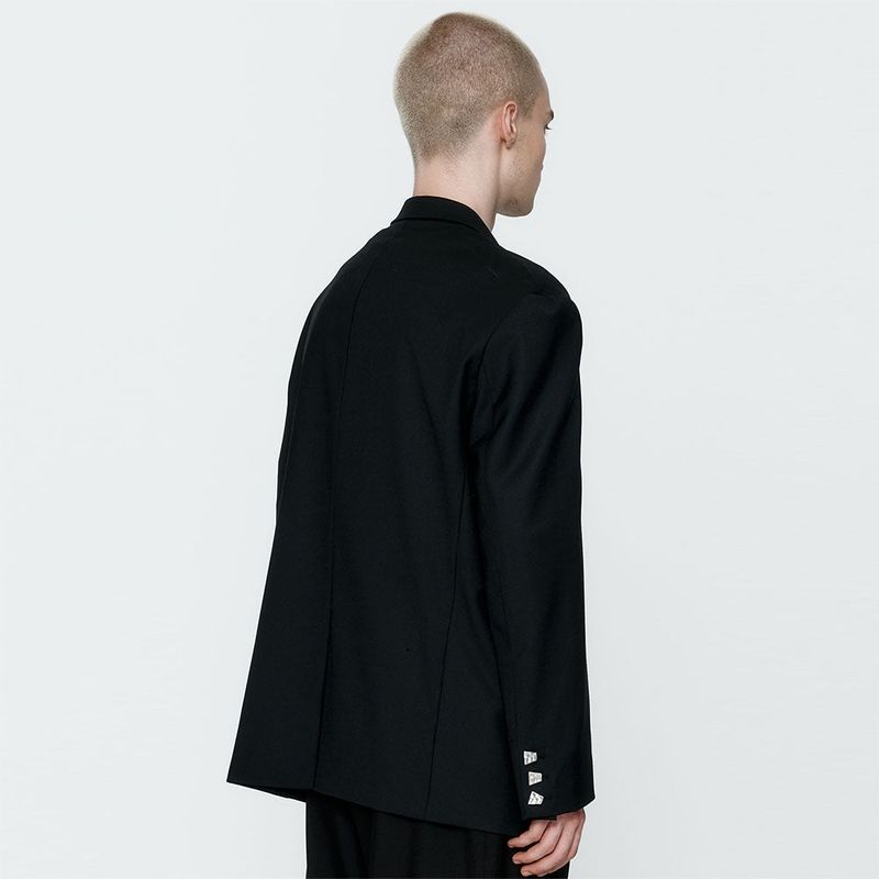 Oversized Wool Single Blazer Black