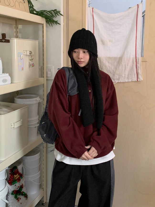 BAON（バオン）の「[unisex] Baldeto Brushed Color Matching Fleece Sweatshirt（Tops）」