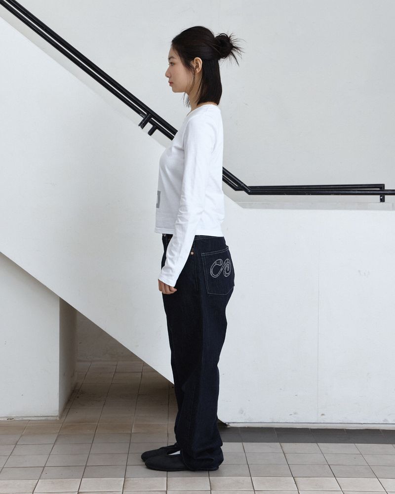 Plaid Combi Logo Denim
