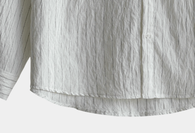 Look Leito Natural Linen Sheersucker Striped Shirt