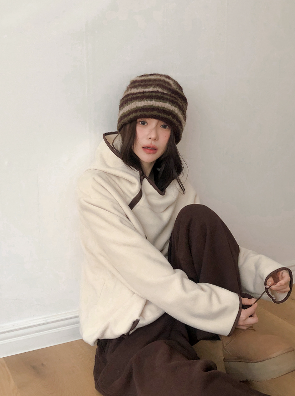 Hairy Multi Border Knit Beanie (2color)