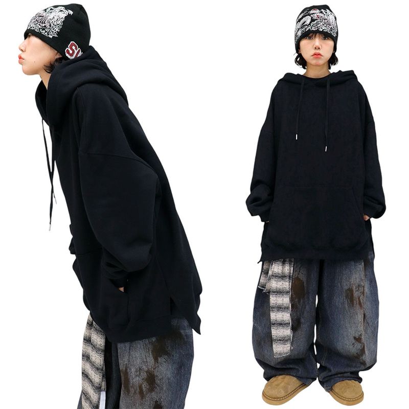Real over-fit side incision hoodie 