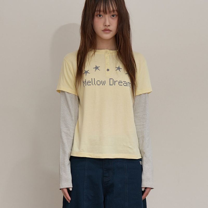 MELLOW DREAM Stripe Layerd T-shirt