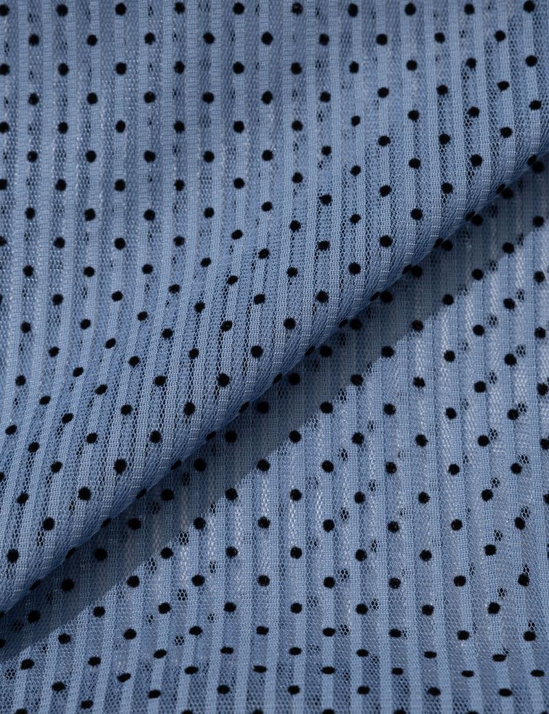 DOT SHIRRING BLOUSE(BLUE)