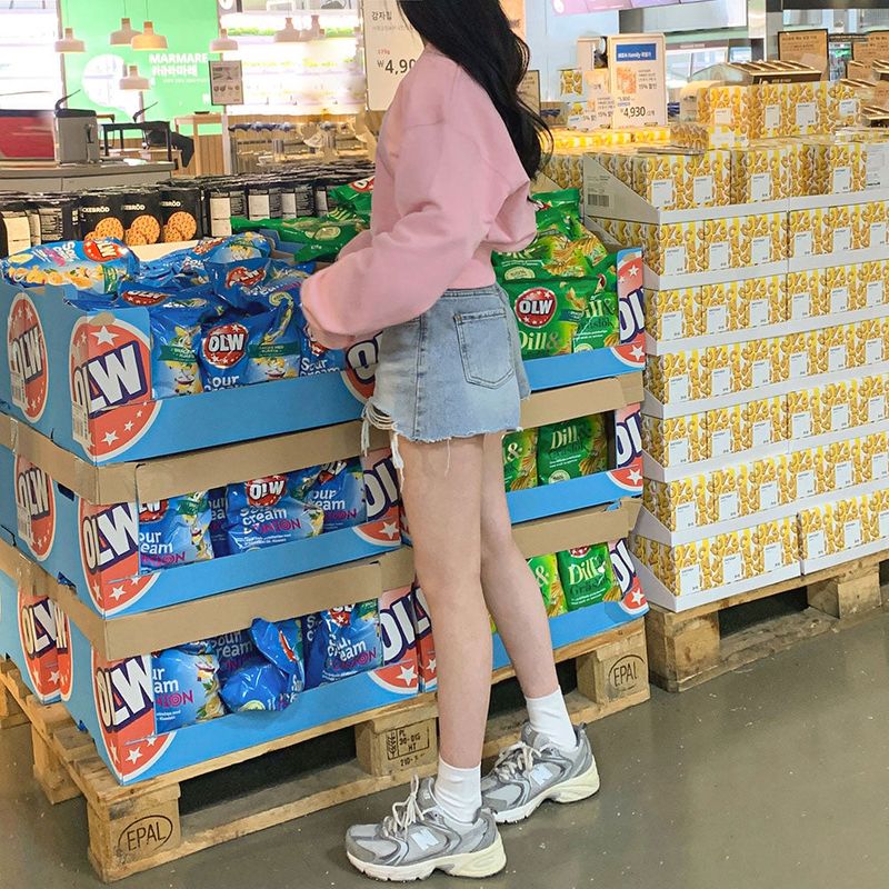 [Bellide made] Pastel V-neck cropped sweatshirt