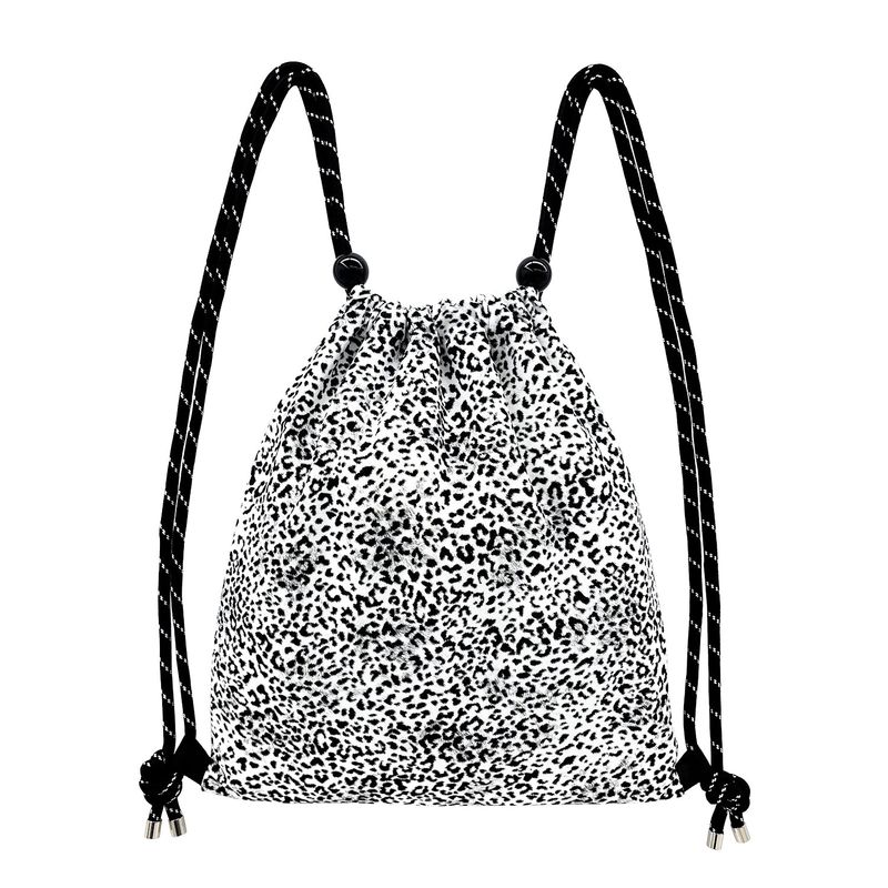 Fur Pompoms Gym Sack [White Leopard]