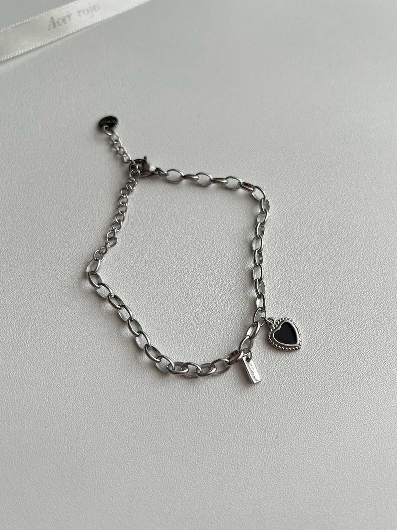pib hip chic black heart surgical chain bold layered bracelet