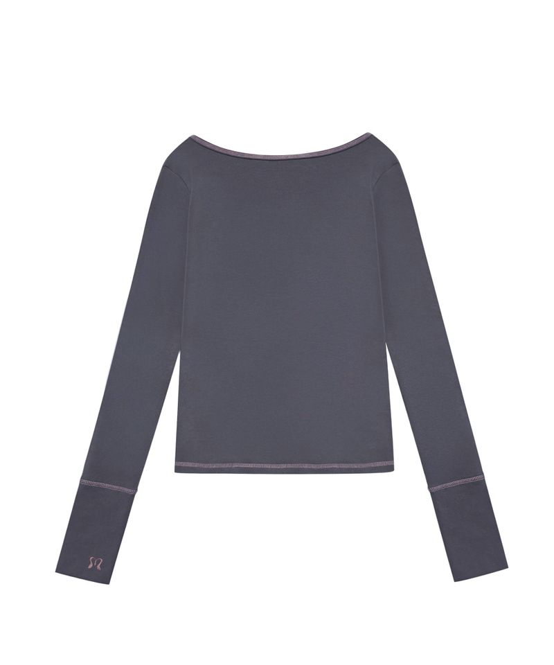STITCH RIBBON T CHARCOAL