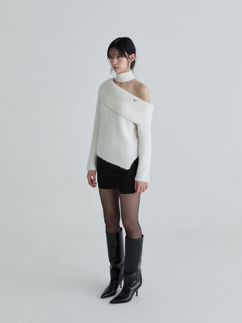 Muffler symbol knit set (White)