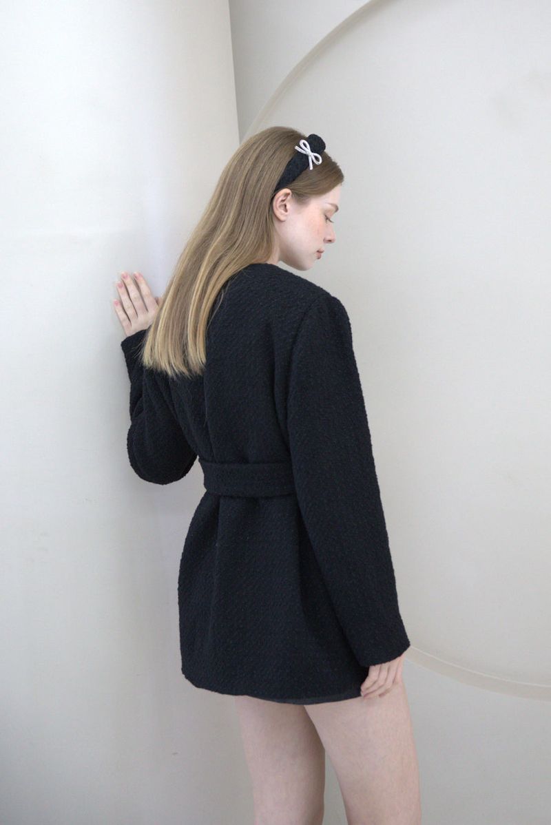 Tweed Wool Belt Jacket