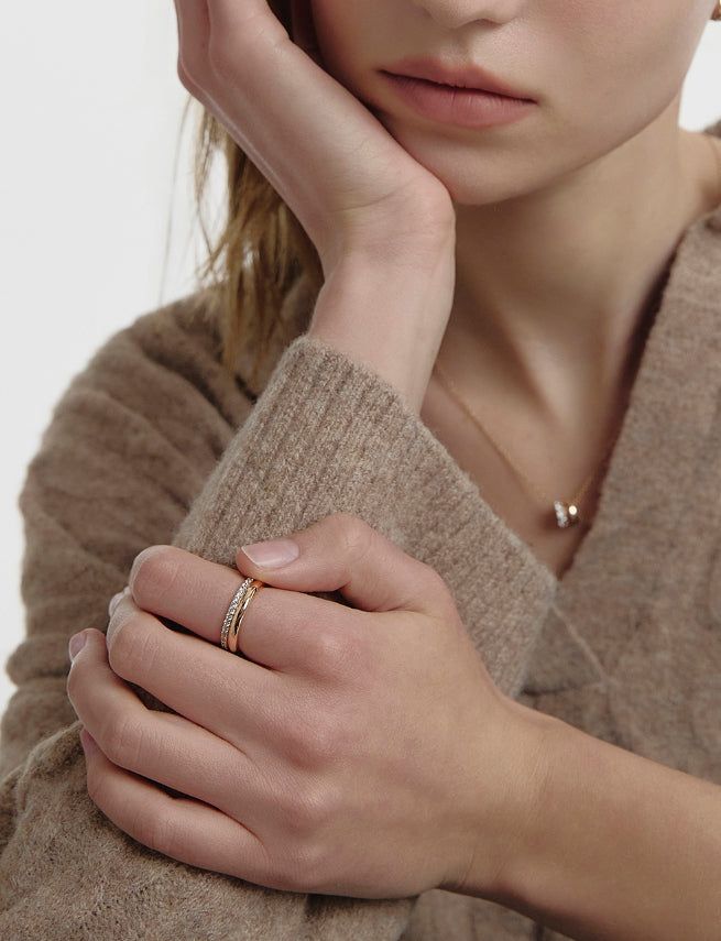 hyeres lor（イエール・ロール）の「25FW★ Champagne Full Moon Silver (P) Duo Shine Ring（Accessories）」