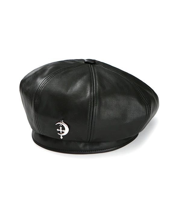 fake leather beret