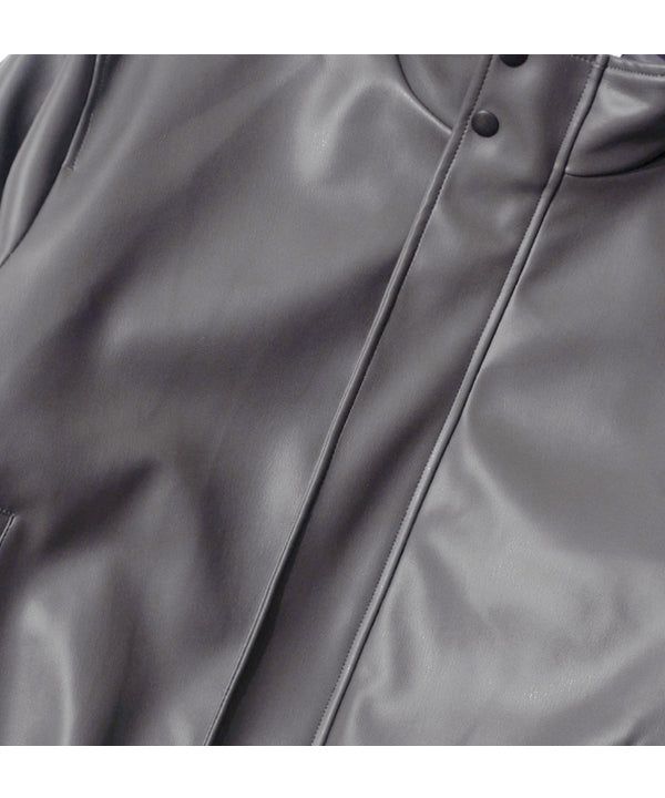 LB Synthetic Leather Hidden Jacket (Charcoal)