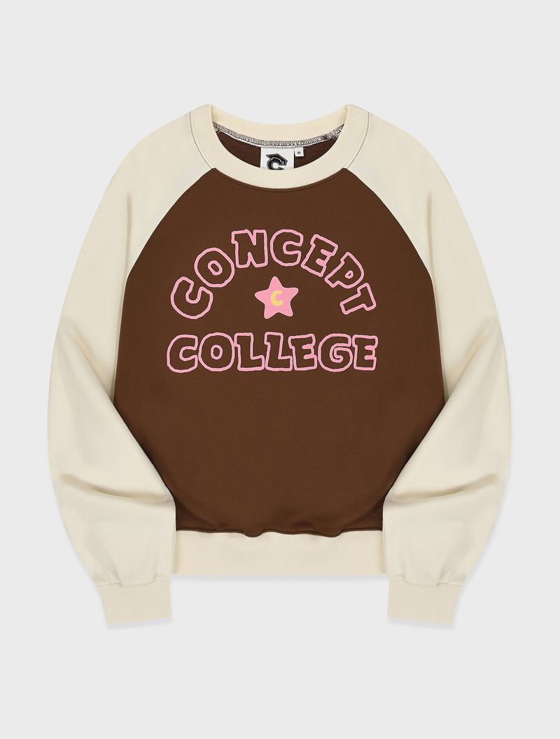 CONCEPT COLLEGE（コンセプトカレッジ）の「ハンドロゴラグランスウェット／ブラウン-アイボリー [Women]（トップス）」