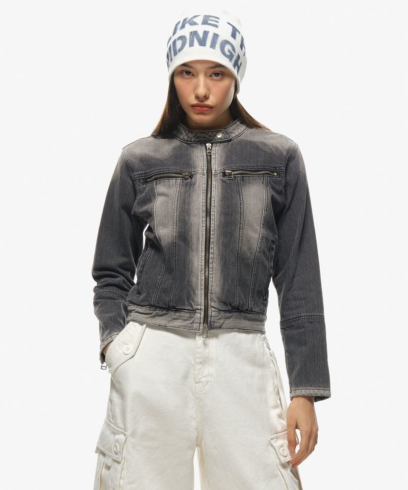 MIDNIGHT MOVE（ミッドナイトムーブ）の「zip denim jacket (black)（Jackets/Outerwear）」