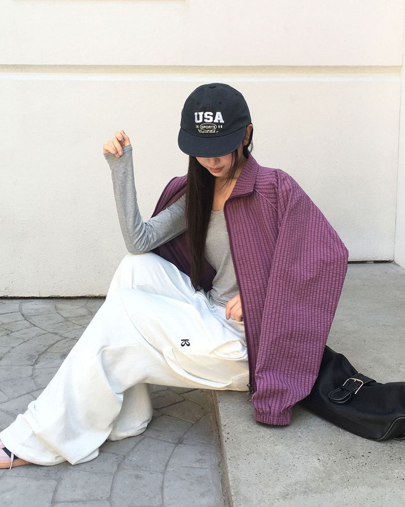 [ORIGINAL] Piping Half-Neck Windbreaker