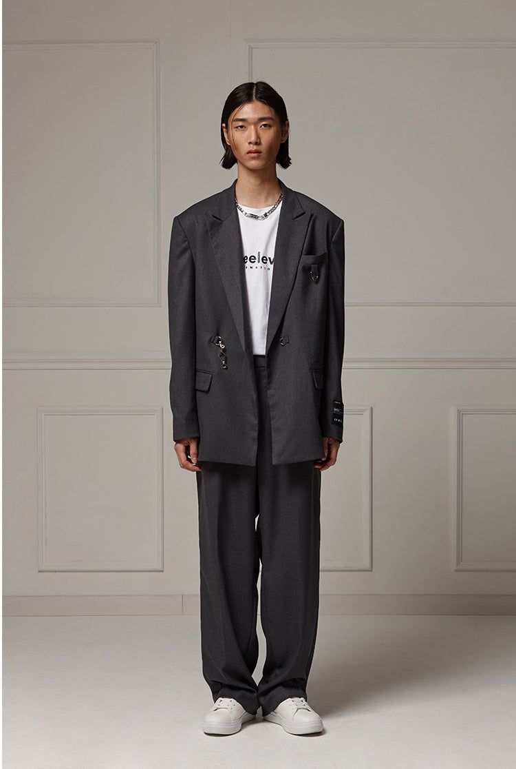 Belted wide slacks