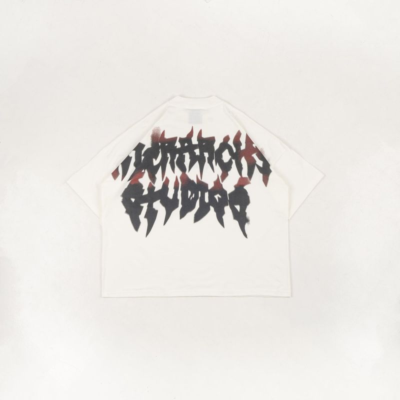 HIERARCHY STUDIOS TMTNW - White Burnout Wide Oversized T-Shirt