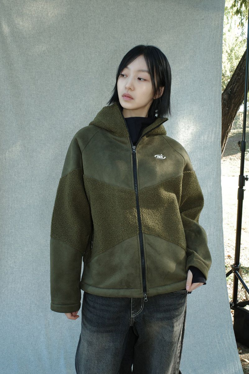 FLEECE HOODIE ZIP-UP [KHAKI]
